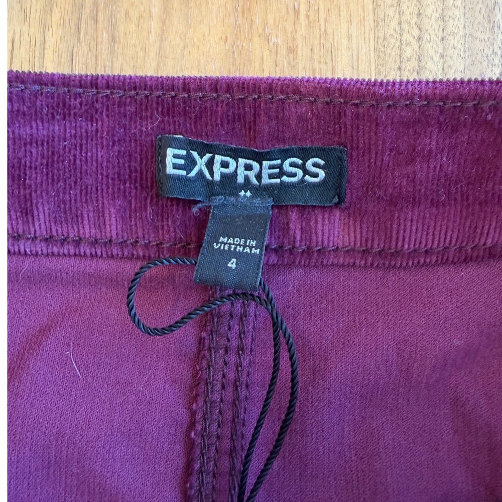 Express Womens Purple Corduroy Button Front Mini Skirt Size 4 NWT 28210136 - Picture 4 of 8